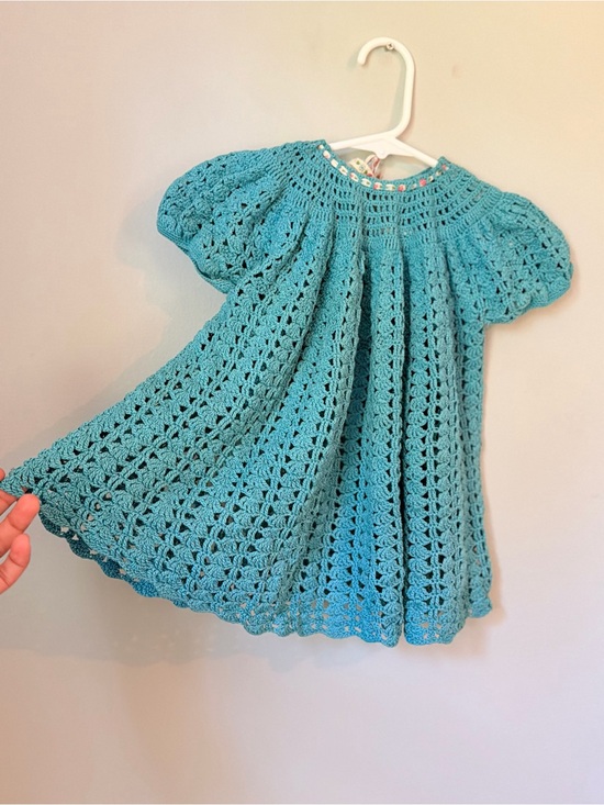 Other - Handmade Crochet Baby Dress in Teal